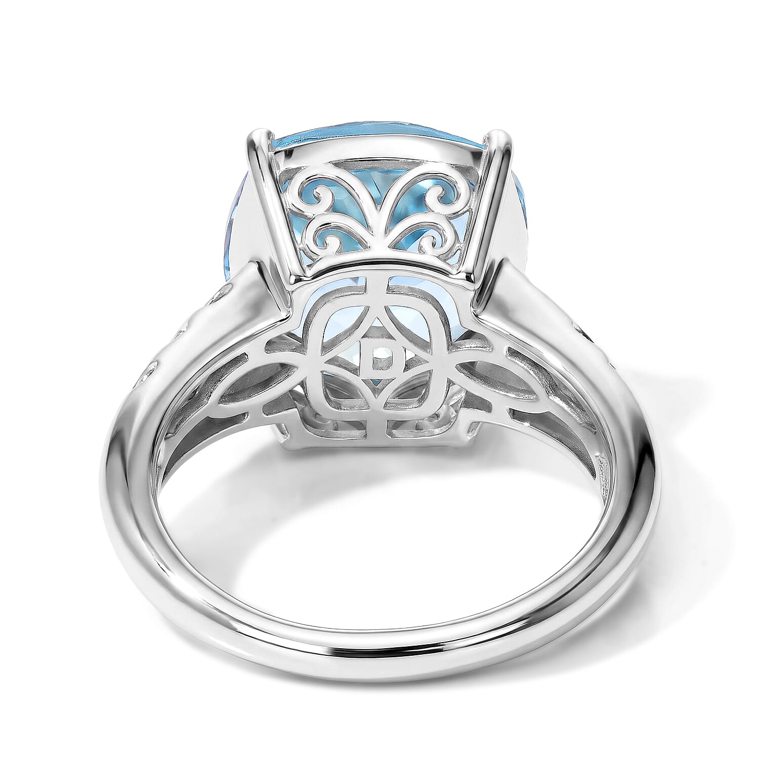 D'Joy Premium Skyblue Topaz, Multi Gemstone Ring in Rhodium Over Sterling Silver (Size 6.0) 8.90 ctw