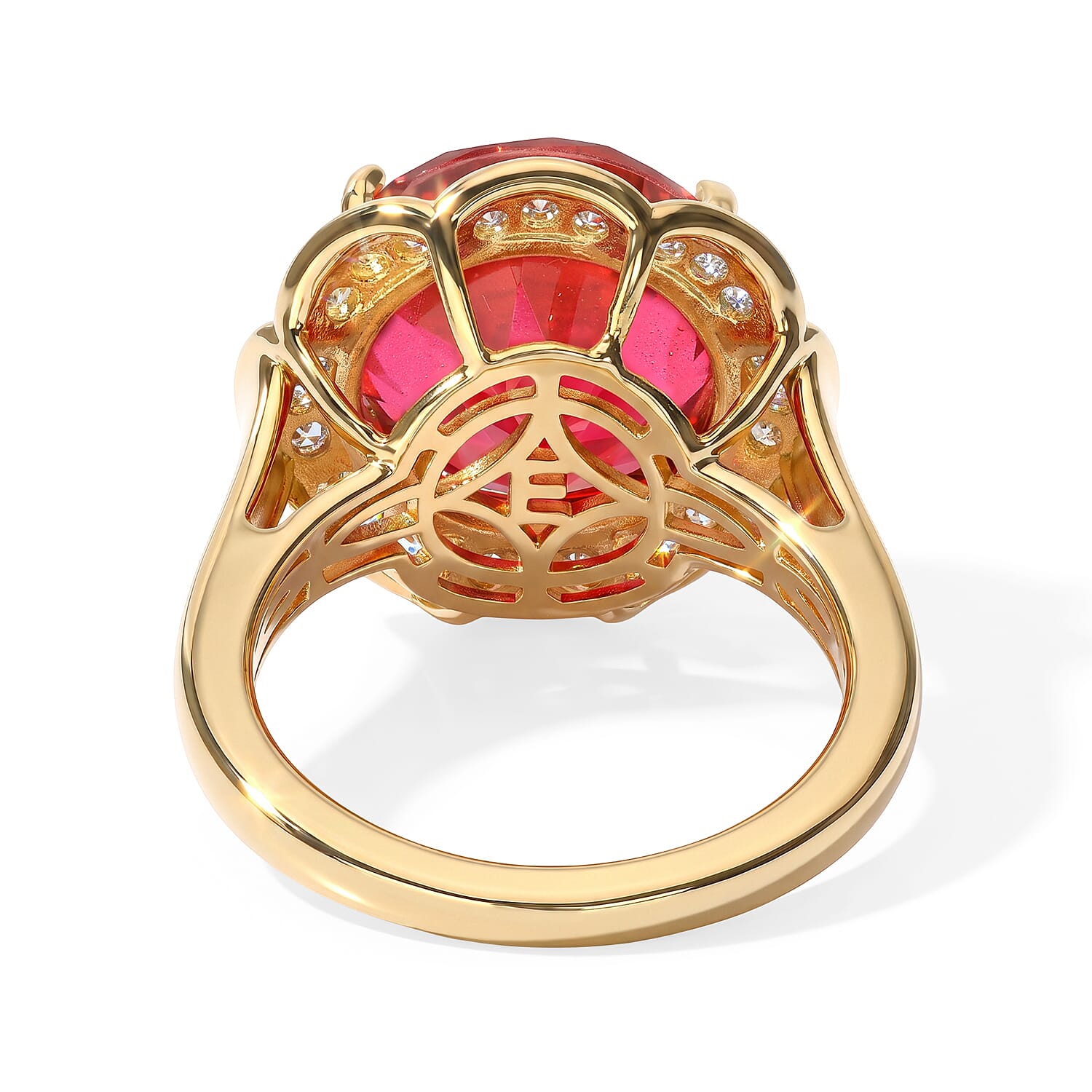 EverTrue Volcanic Triplet Quartz and White Zircon 7.30 ctw Ring in 18K YG Plated (Size 6.0)