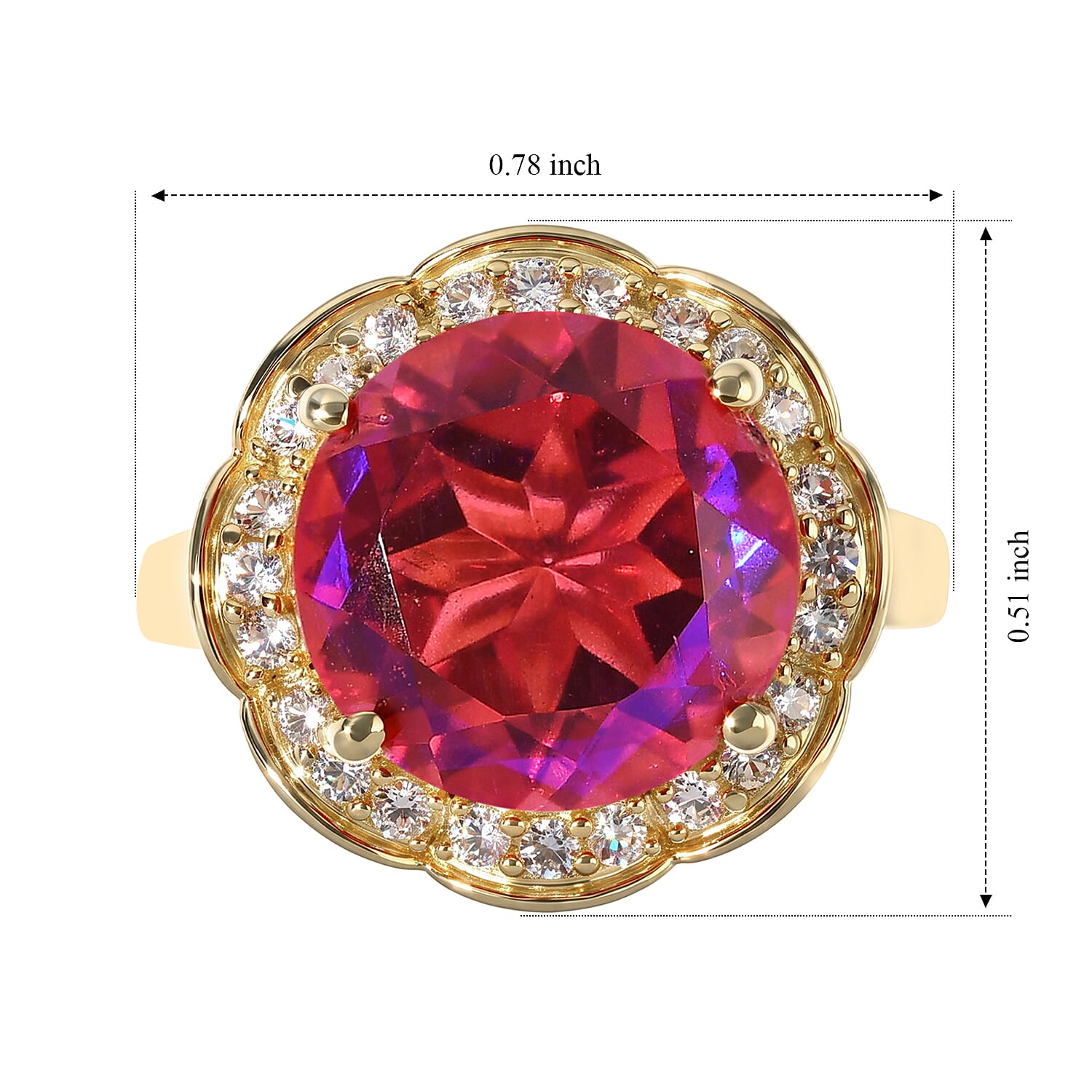 EverTrue Volcanic Triplet Quartz and White Zircon 7.30 ctw Ring in 18K YG Plated (Size 6.0)