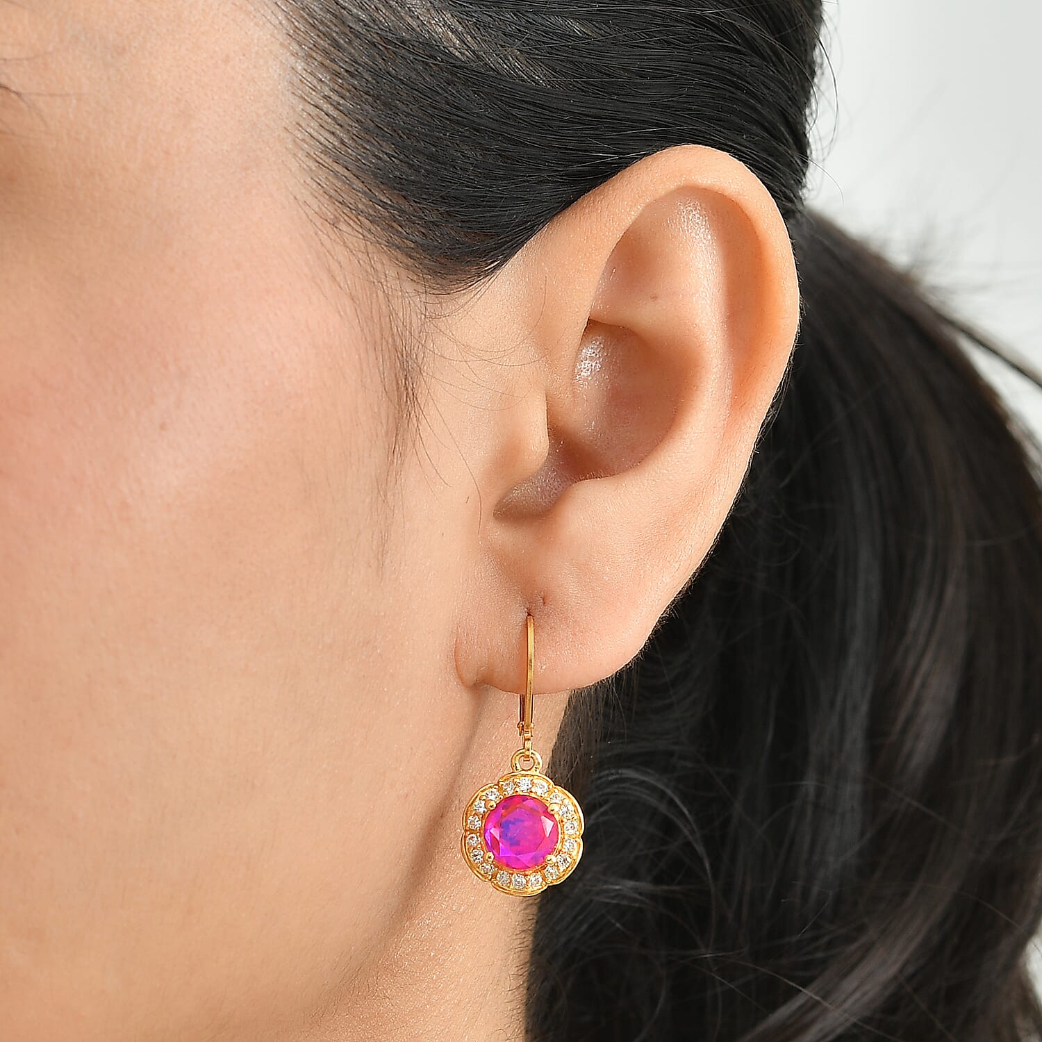 EverTrue Volcanic Triplet Quartz and White Zircon 5.40 ctw Earrings in 18K YG Plated