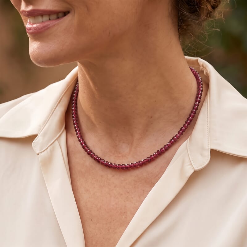 D'Joy AAA Radiant Ember Garnet 105.00 ctw Beaded Necklace in 18K Vermeil Yellow Gold Over Sterling Silver 18-20 Inches