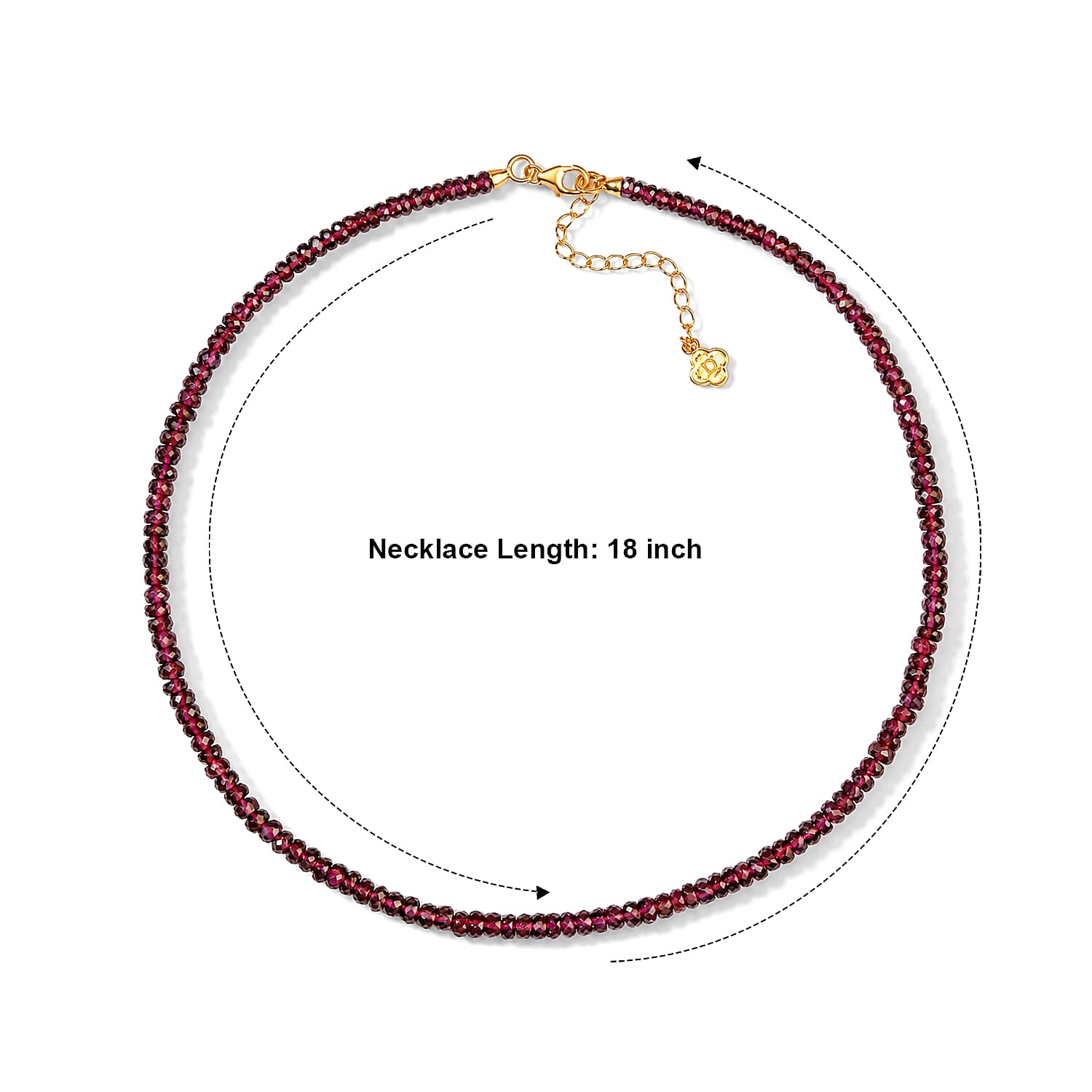 D'Joy AAA Radiant Ember Garnet 105.00 ctw Beaded Necklace in 18K Vermeil Yellow Gold Over Sterling Silver 18-20 Inches