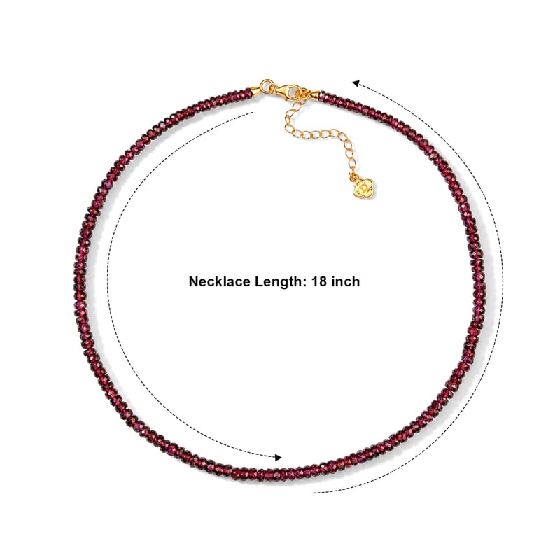 D'Joy AAA Radiant Ember Garnet 105.00 ctw Beaded Necklace in 18K Vermeil Yellow Gold Over Sterling Silver 18-20 Inches
