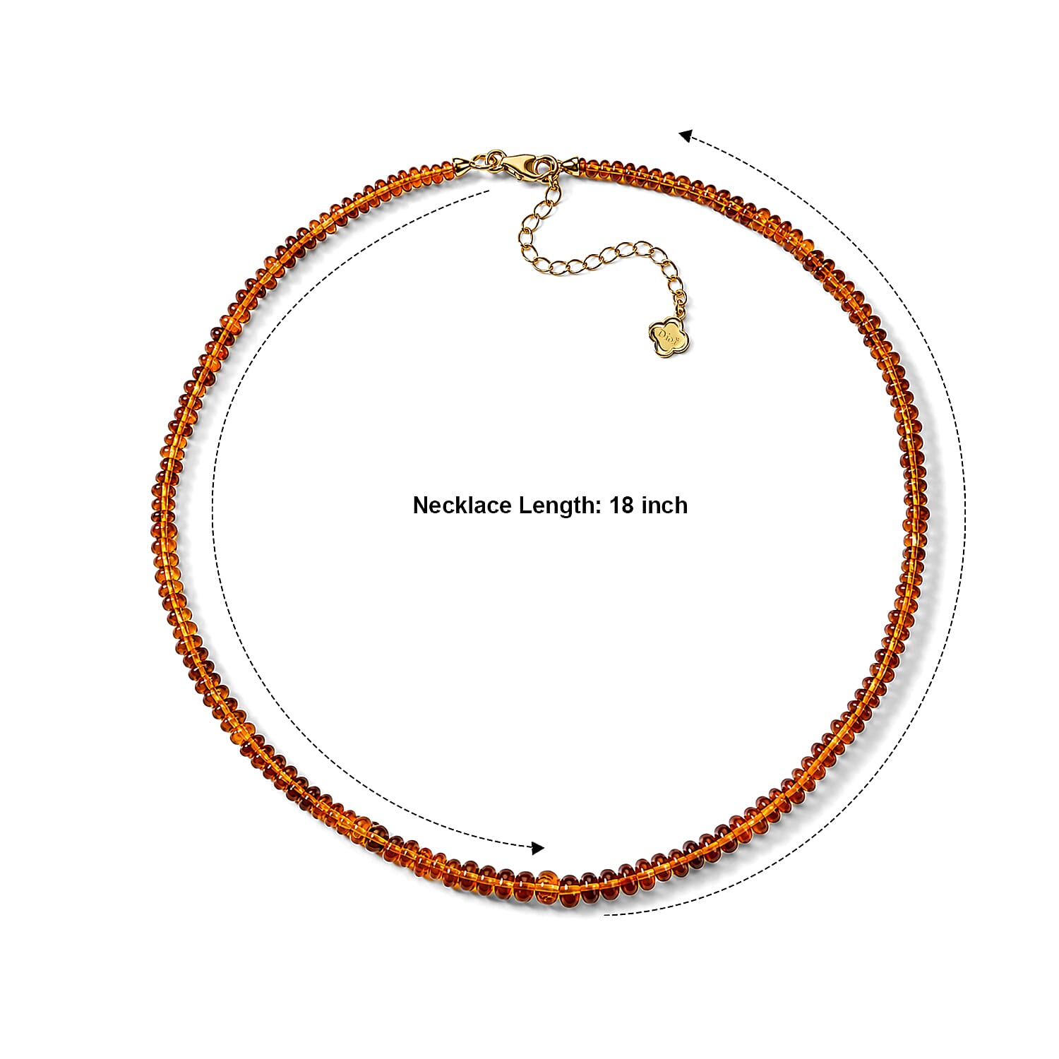 D'Joy AAA Santa Ana Madeira Citrine 80.00 ctw Beaded Necklace in 18K Vermeil Yellow Gold Over Sterling Silver 18 Inches