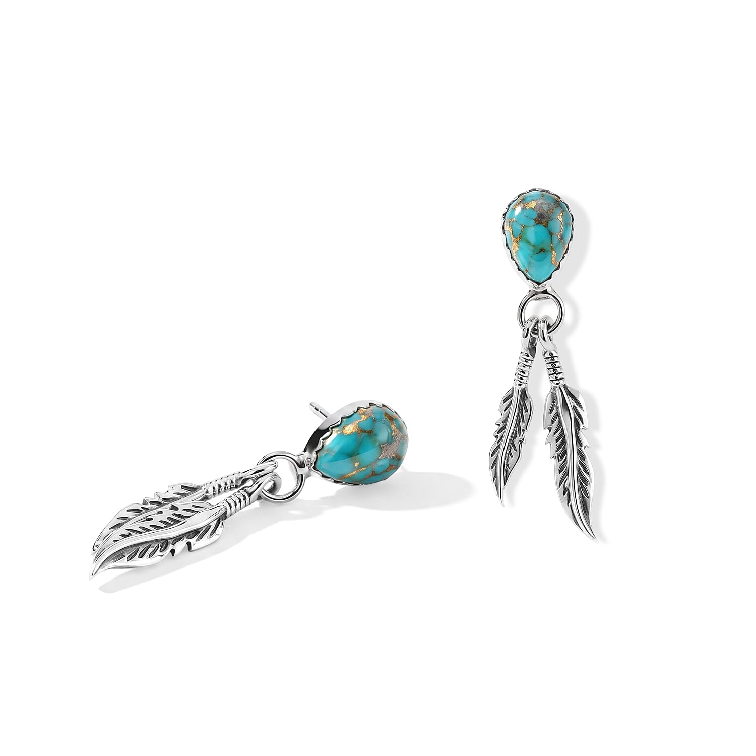 Sant Fe Style Blue Mojave Turquoise  Earring Sterling Silver 0.24 ctw
