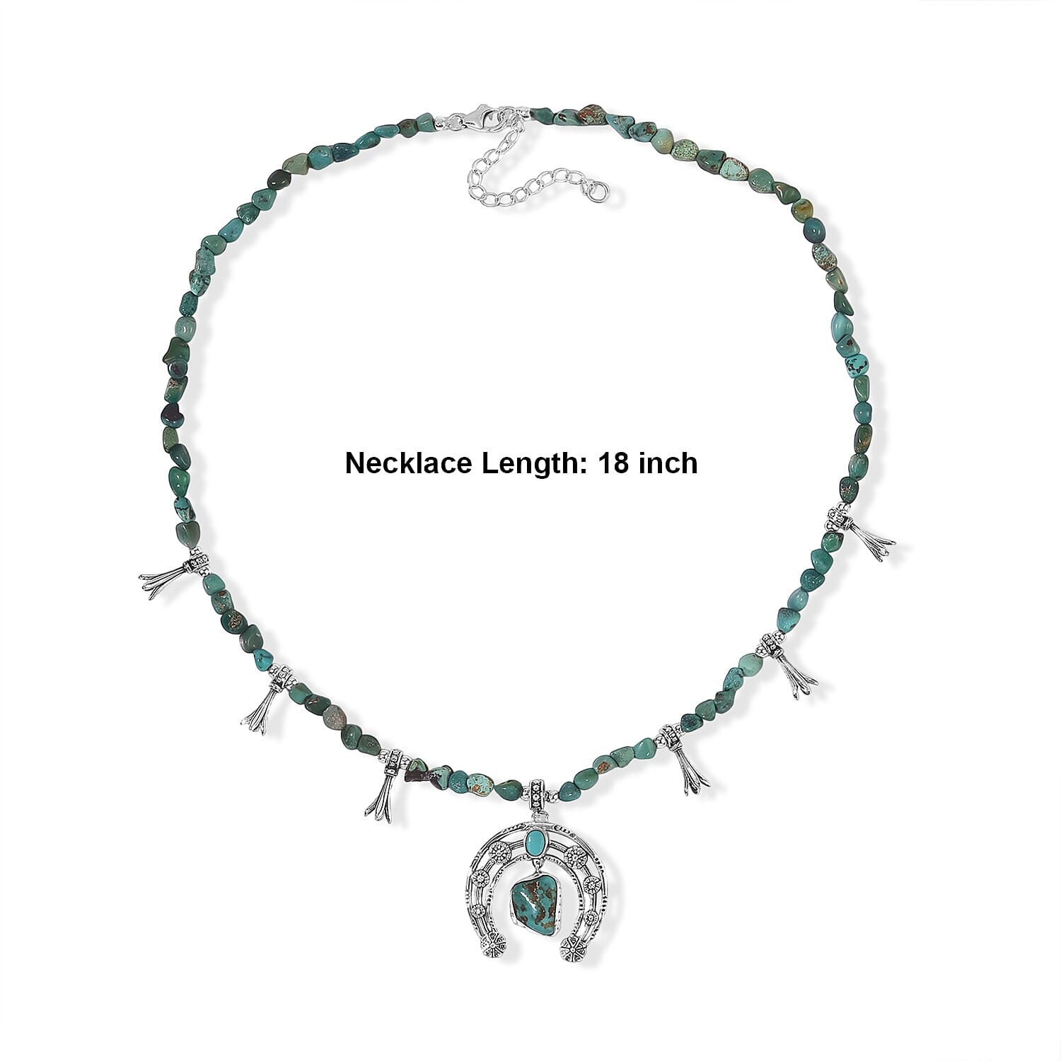 D'Joy Royal Hubei Turquoise 82.90 ctw Beaded Necklace in Sterling Silver 18 Inches