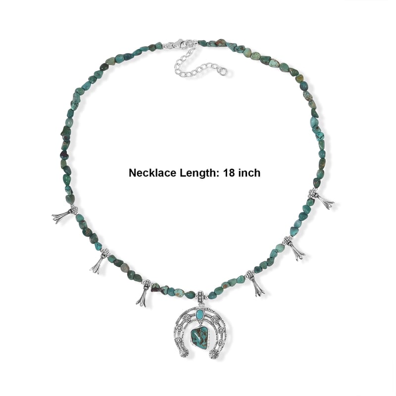 D'Joy Royal Hubei Turquoise 82.90 ctw Beaded Necklace in Sterling Silver 18 Inches