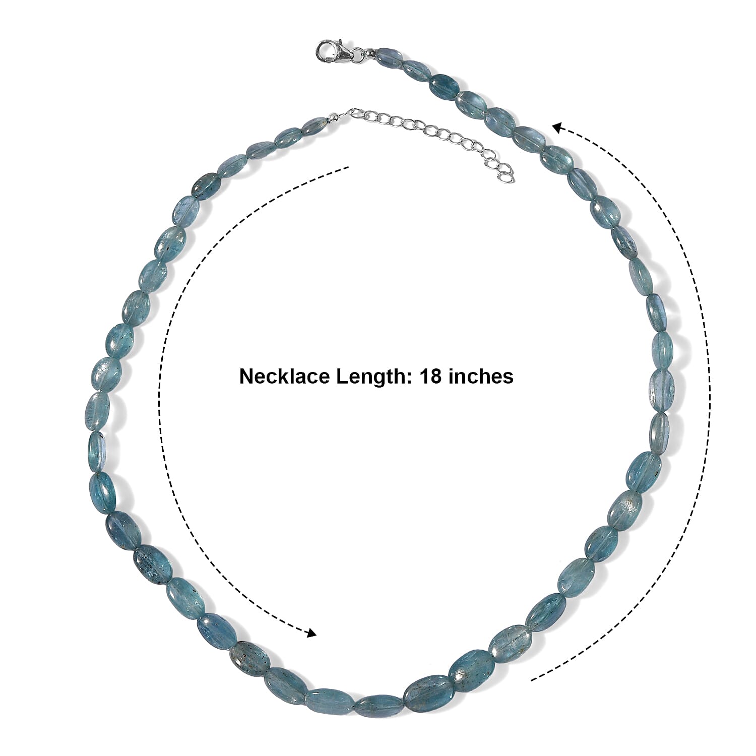 D'Joy Mint Kyanite 124.00 ctw Oval Beaded Necklace (18 Inches) in Rhodium Over Sterling Silver