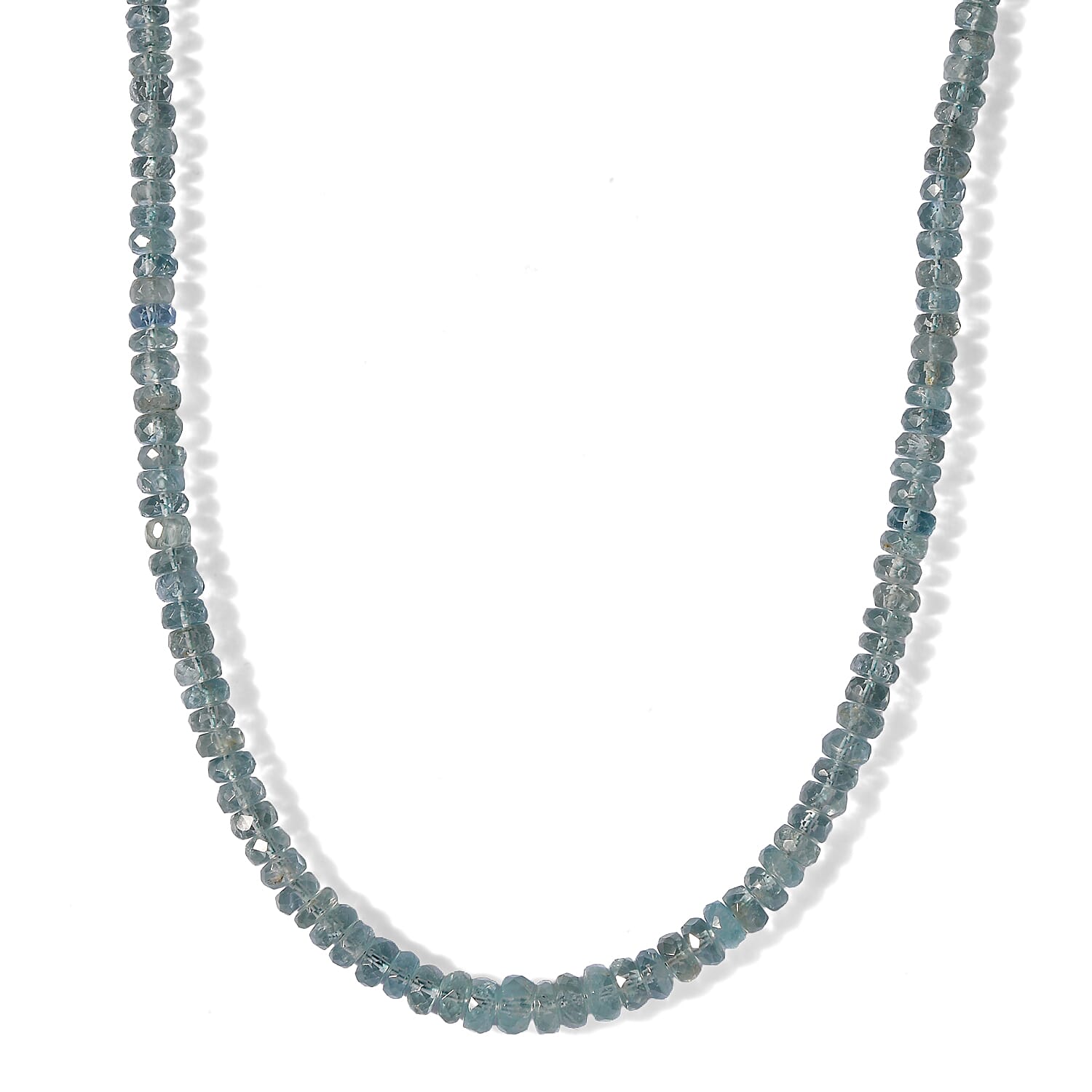 D'Joy Mint Kyanite 100.00 ctw Beaded Necklace (18 Inches) in Rhodium Over Sterling Silver