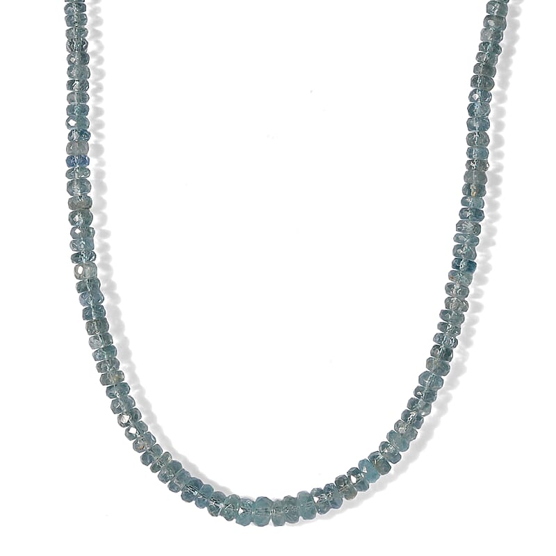 D'Joy Mint Kyanite 100.00 ctw Beaded Necklace (18 Inches) in Rhodium Over Sterling Silver