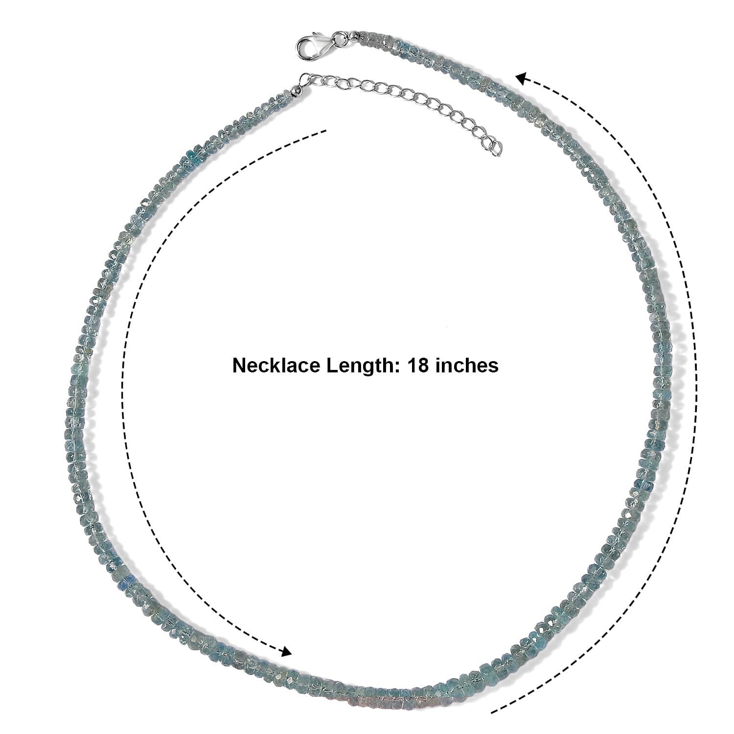 D'Joy Mint Kyanite 100.00 ctw Beaded Necklace (18 Inches) in Rhodium Over Sterling Silver