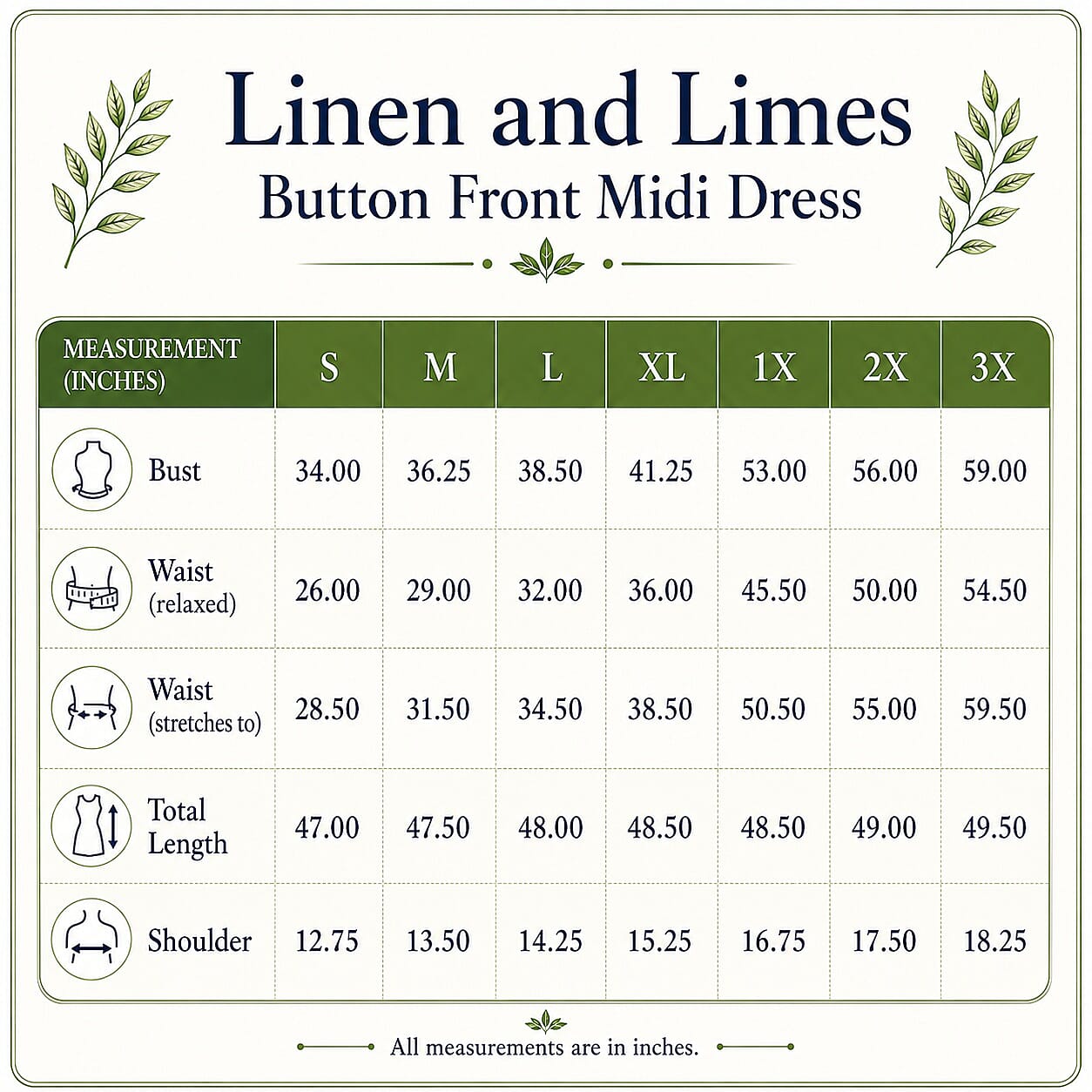 Linen and Limes Multi Print Button Front Midi Dress Plus - 1X