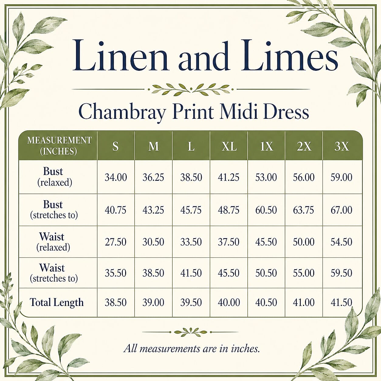 Linen and Limes Chambray White Front Midi Dress Plus - 1X