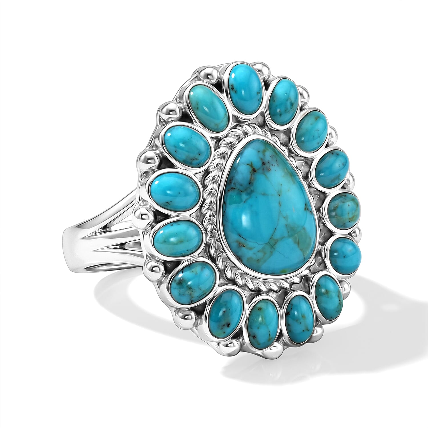 Santa Fe Style Kingman Turquoise 0.90 ctw Ring in Sterling Silver (Size 10.0)
