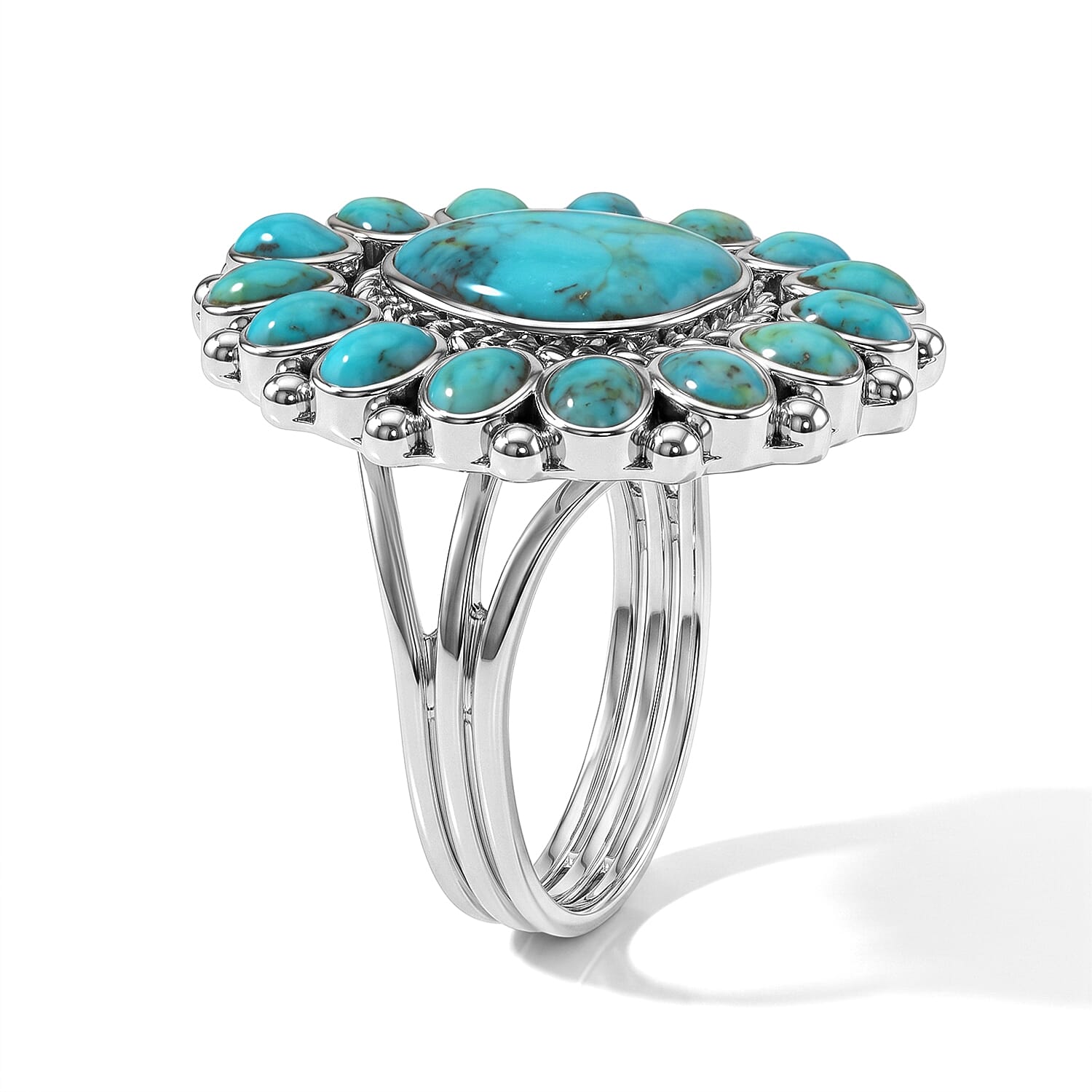Santa Fe Style Kingman Turquoise 0.90 ctw Ring in Sterling Silver (Size 10.0)
