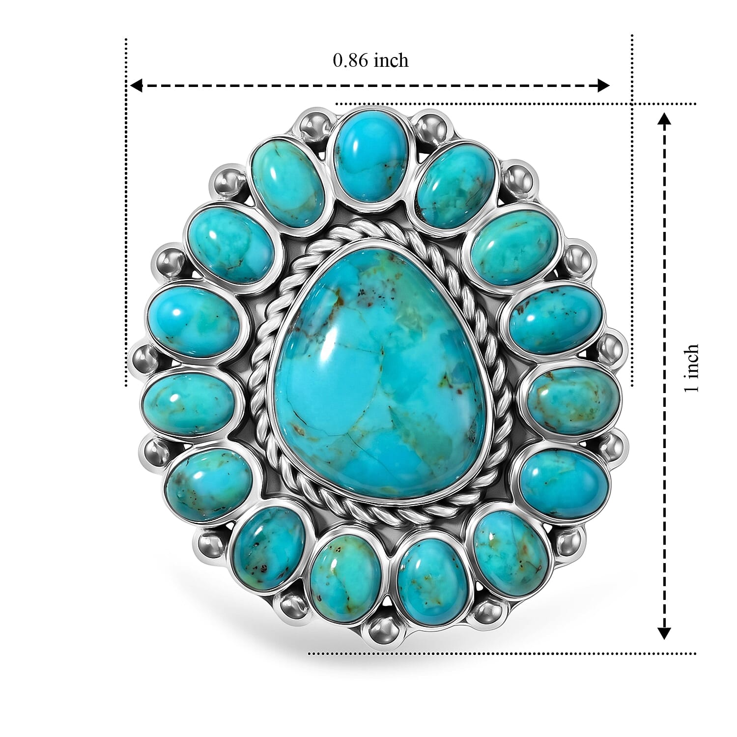 Santa Fe Style Kingman Turquoise 0.90 ctw Ring in Sterling Silver (Size 10.0)