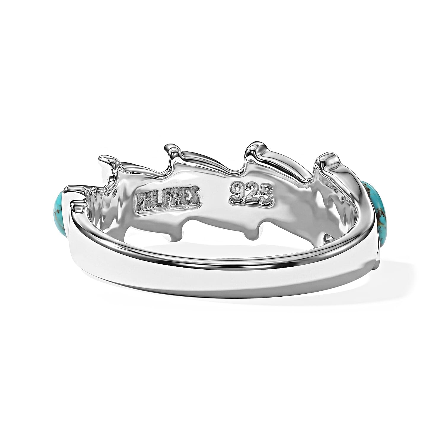 Santa Fe Style Kingman Turquoise 1.50 ctw Marquis Half Band Ring in Sterling Silver (Size 10.0)