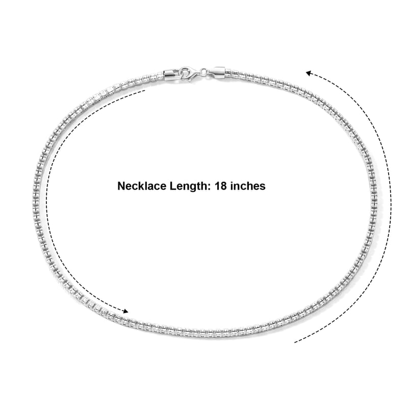 Italian 4.5mm Ice Chain Necklace in Rhodium Over Sterling Silver 24.90 Grams 18 Inches