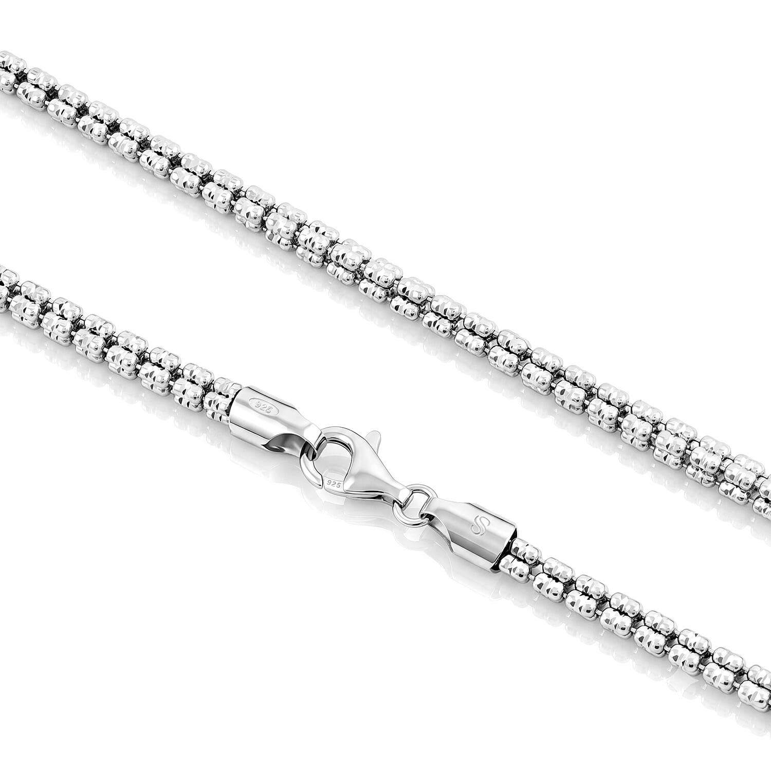 4.5mm Ice Chain Necklace in Rhodium Over Sterling Silver 27.50 Grams 20 Inches