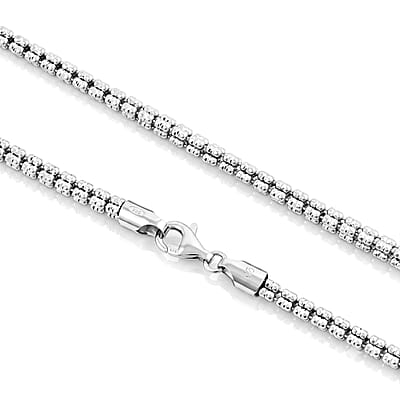 4.5mm Ice Chain Necklace in Rhodium Over Sterling Silver 27.50 Grams 20 Inches