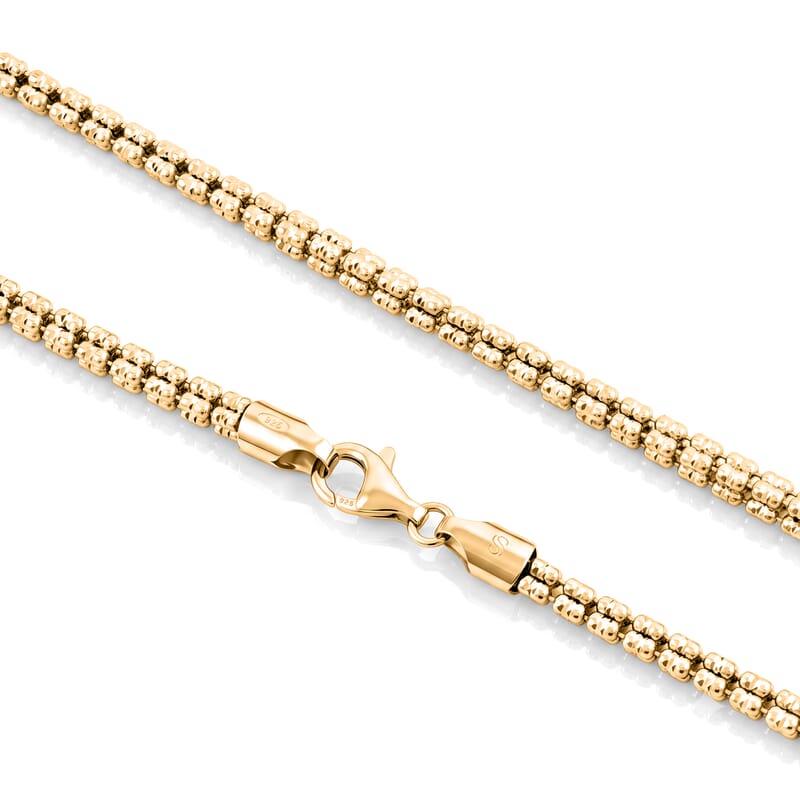 Italian 4.5mm Ice Chain Necklace in 14K Yellow Gold Over Sterling Silver 25.0 Grams 18 Inches