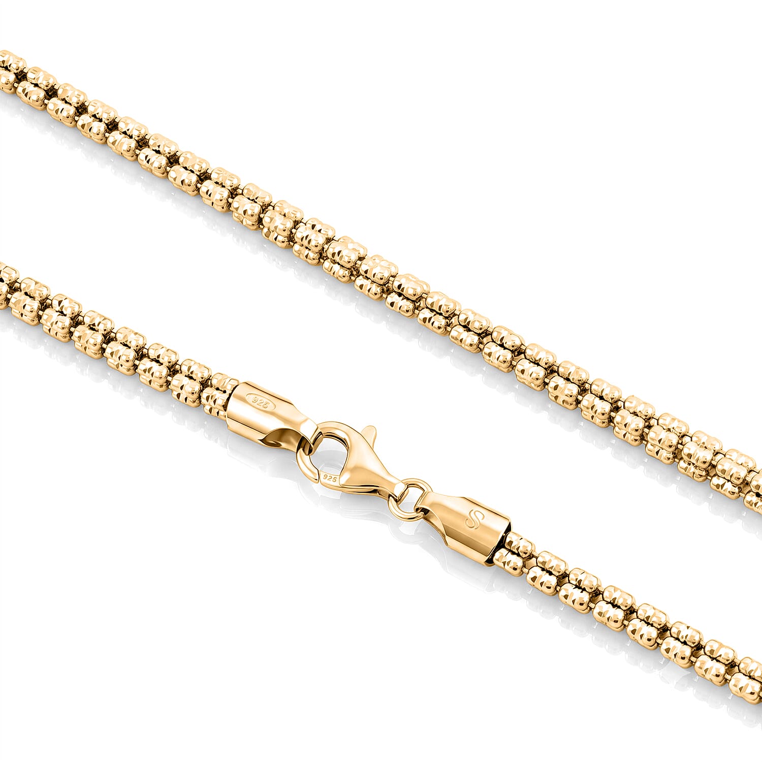 4.5mm Ice Chain Necklace in 14K Yellow Gold Over Sterling Silver 27.70 Grams 20 Inches