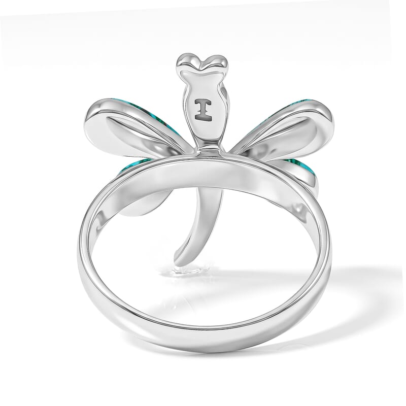 Santa Fe Style Mojave Blue Turquoise 0.30 ctw Dragonfly Ring in Sterling Silver (Size 10.0)