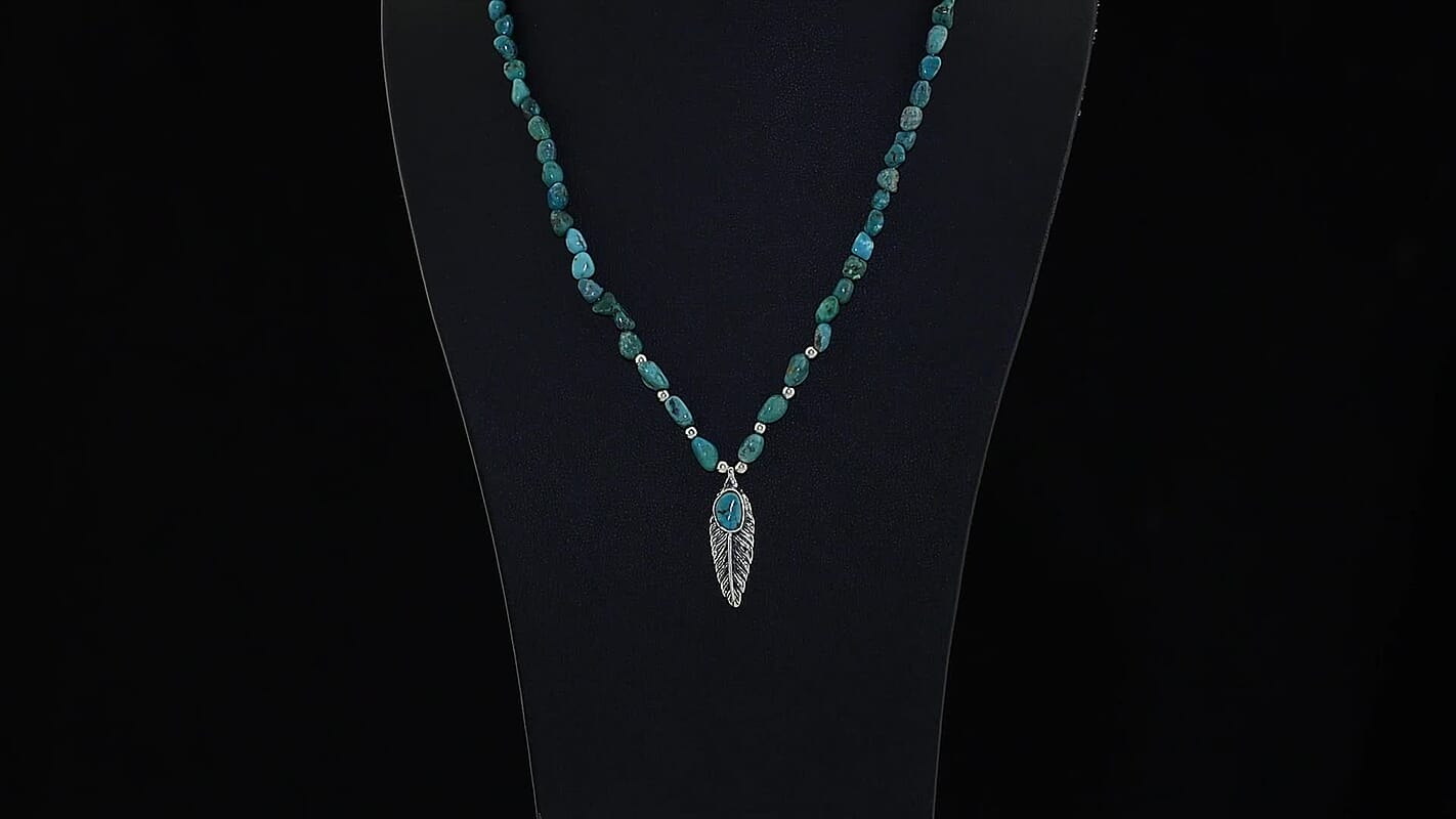 D''Joy Royal Hubei Blue Turquoise 130.55 ctw Beaded Necklace in Sterling Silver 18 Inches