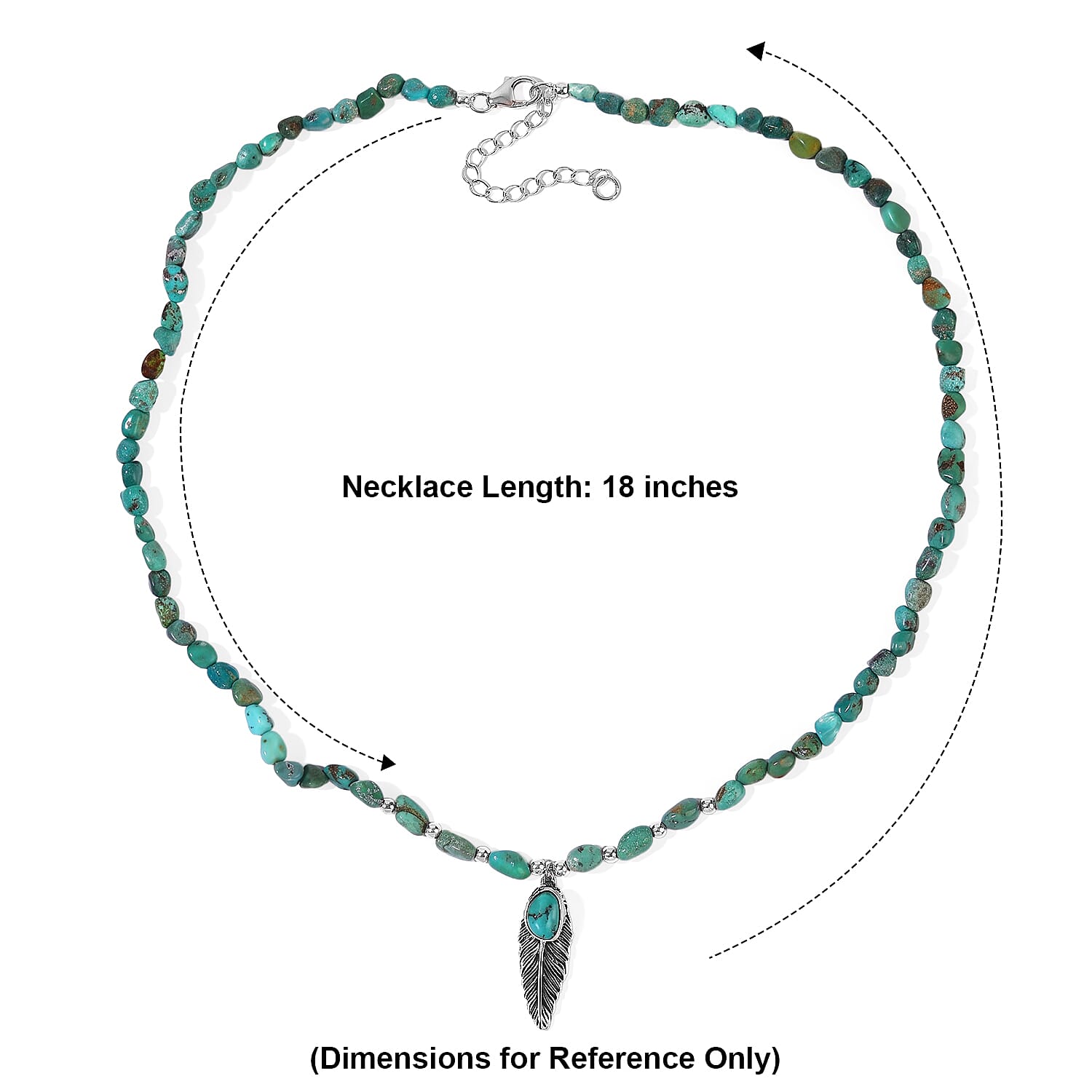 D'Joy Royal Hubei Blue Turquoise 130.55 ctw Beaded Necklace in Sterling Silver 18 Inches
