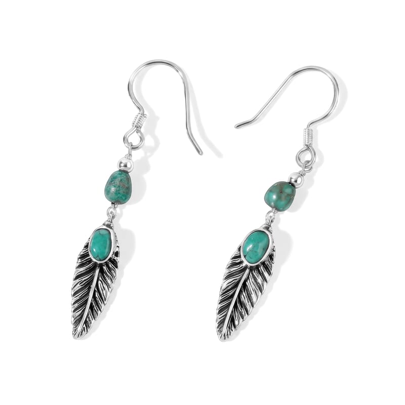 D'Joy Royal Hubei Blue Turquoise 25.40 ctw Earrings in Sterling Silver