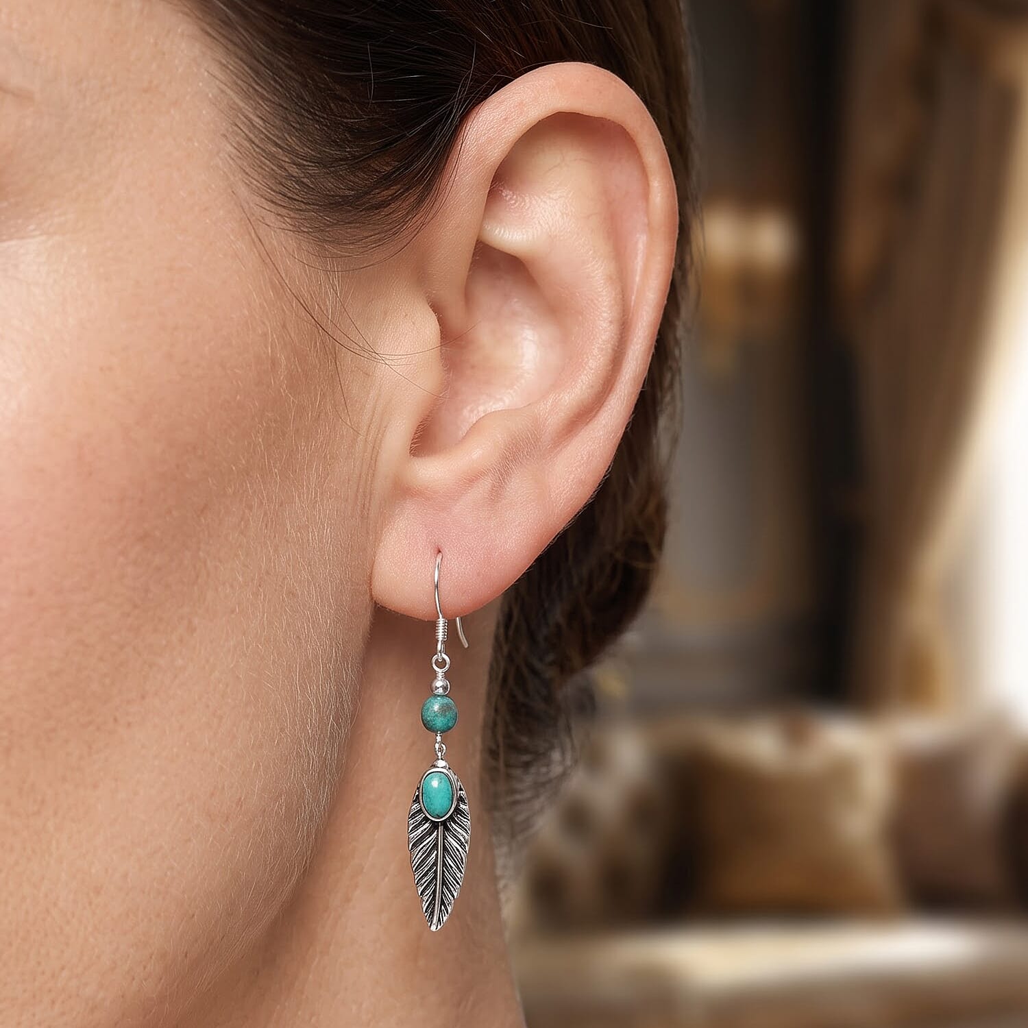 D'Joy Royal Hubei Blue Turquoise 25.40 ctw Earrings in Sterling Silver