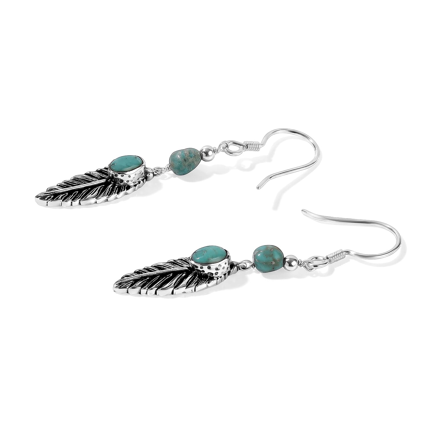 D'Joy Royal Hubei Blue Turquoise 25.40 ctw Earrings in Sterling Silver