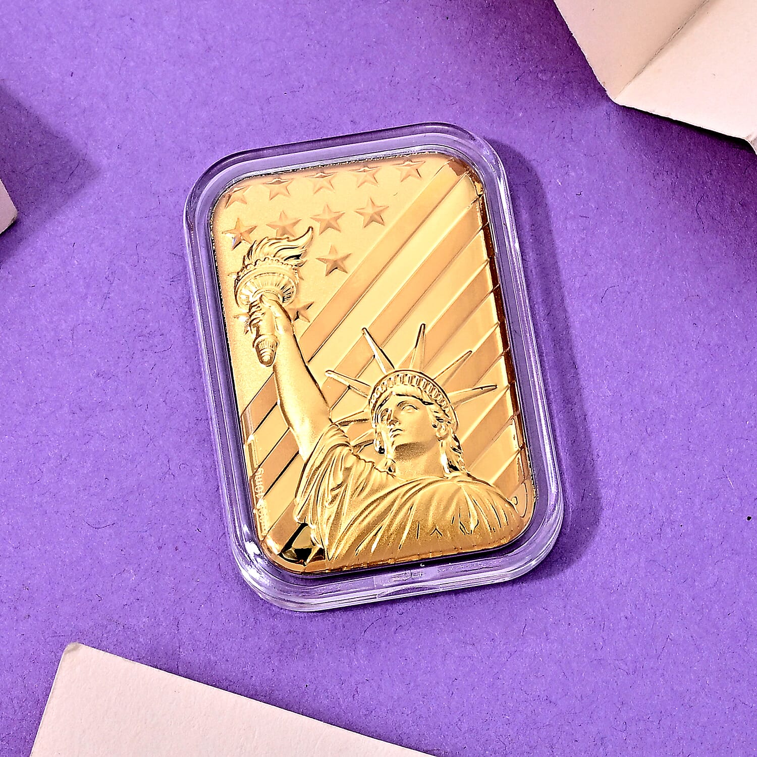 24K Gold Rainbow Statue of Liberty Embossed Sheet (31x45.5mm) 10mg
