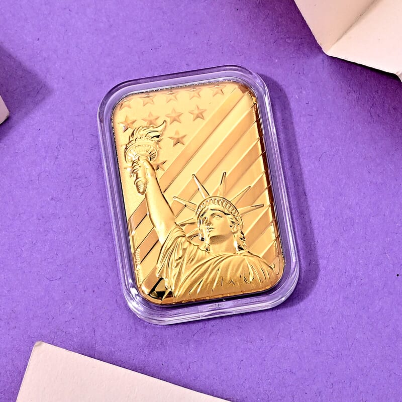 24K Gold Rainbow Statue of Liberty Embossed Sheet (31x45.5mm) 10mg