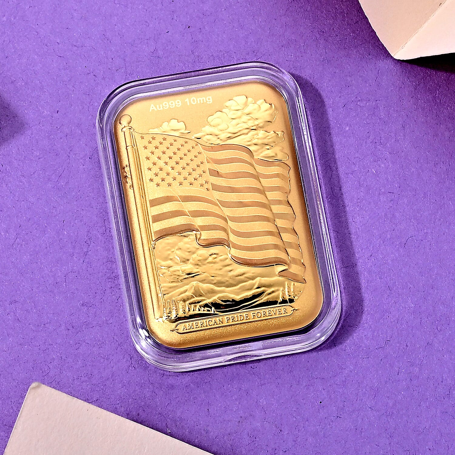 24K Gold Rainbow American Flag Embossed Sheet (31x45.5mm) 10mg