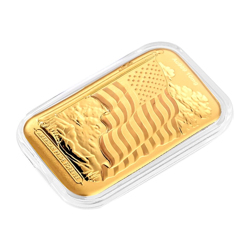 24K Gold Rainbow American Flag Embossed Sheet (31x45.5mm) 10mg