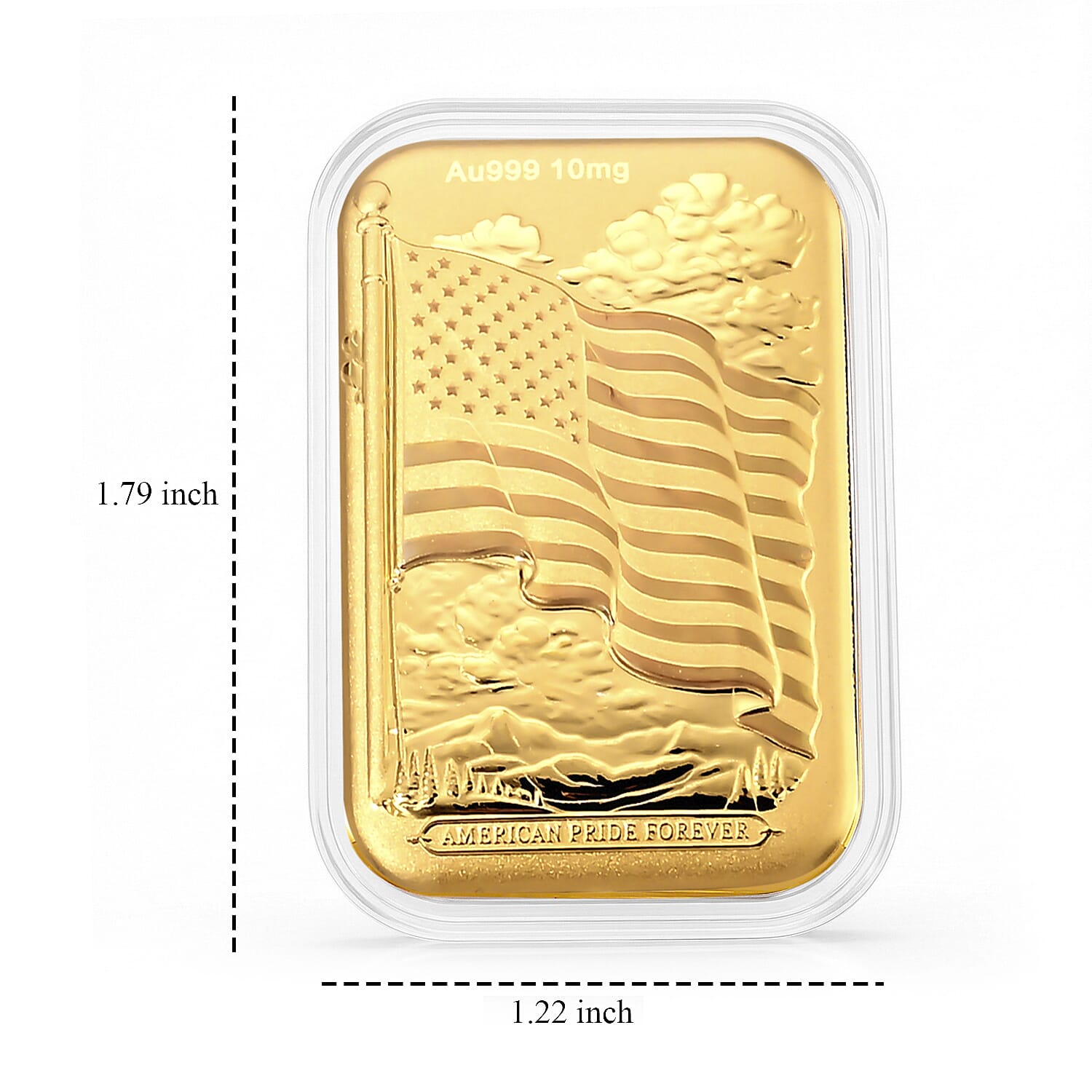 24K Gold Rainbow American Flag Embossed Sheet (31x45.5mm) 10mg
