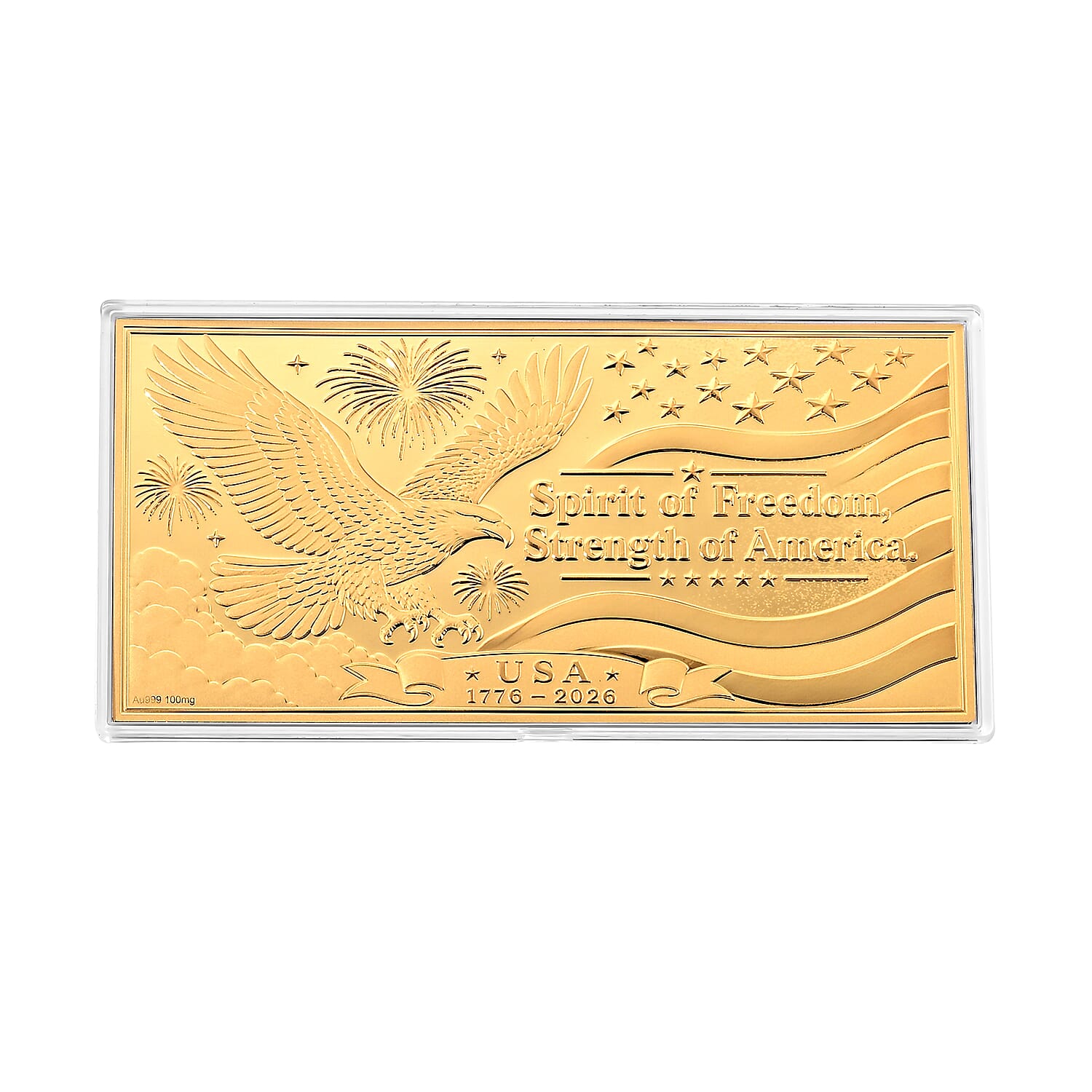 24K Gold Rainbow Spirit of Freedom Strength of America Embossed Sheet (15.5x7.5cm) 100mg
