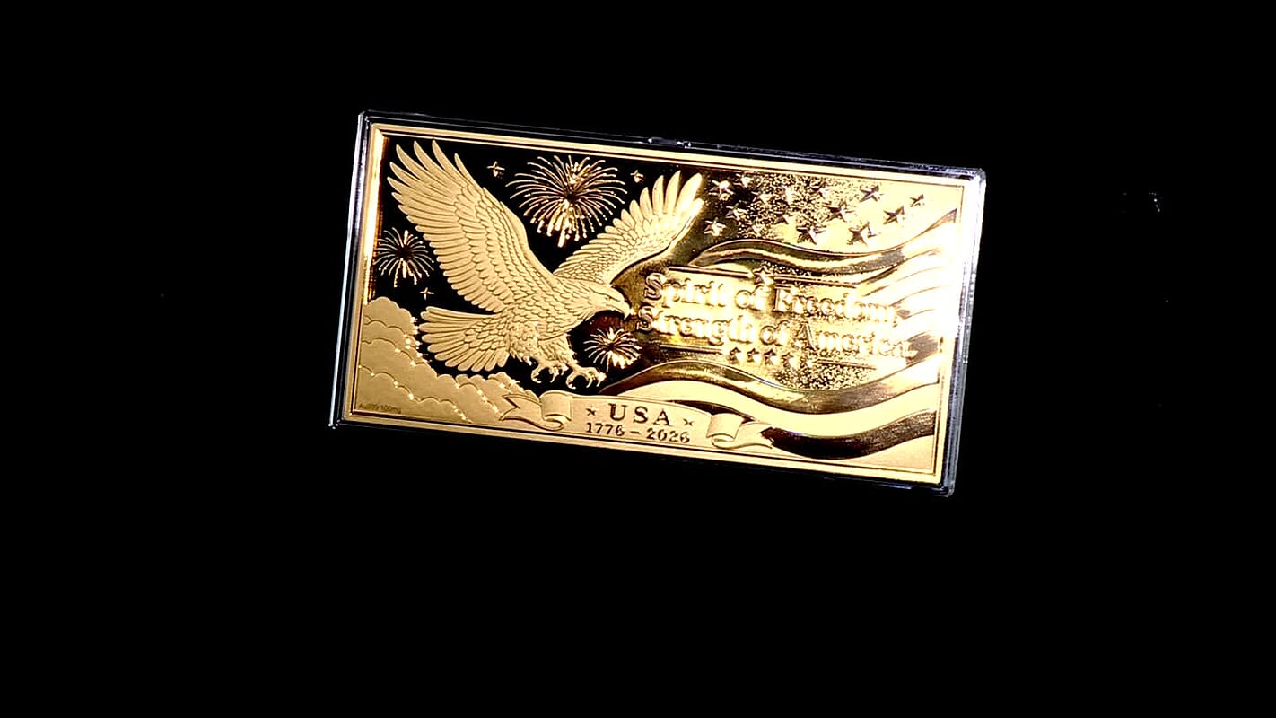 24K Gold Rainbow Spirit of Freedom Strength of America Embossed Sheet (15.5x7.5cm) 100mg