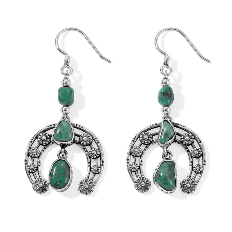 D'Joy Royal Hubei Blue Turquoise 36.10 ctw Earrings in Sterling Silver