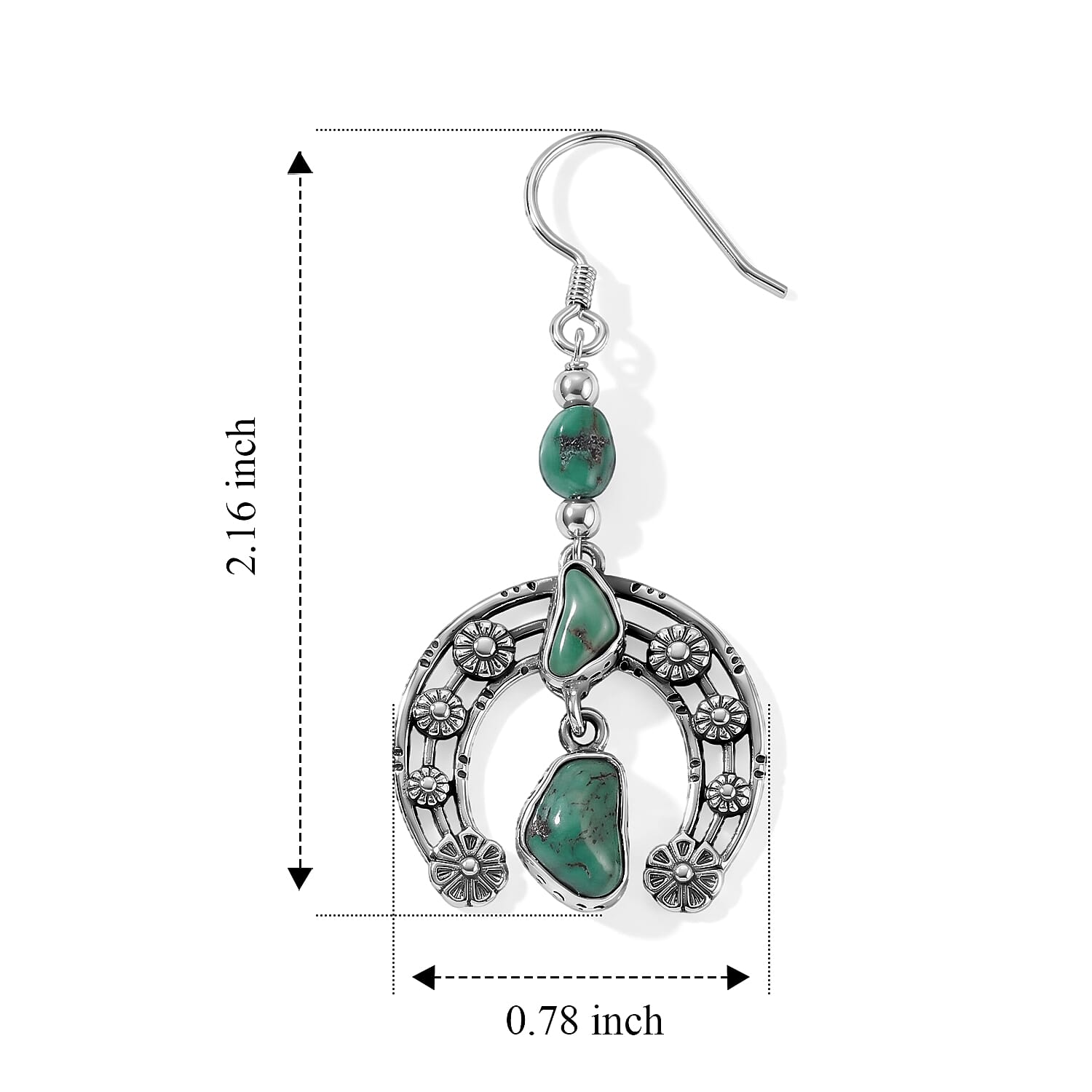D'Joy Royal Hubei Blue Turquoise 36.10 ctw Earrings in Sterling Silver