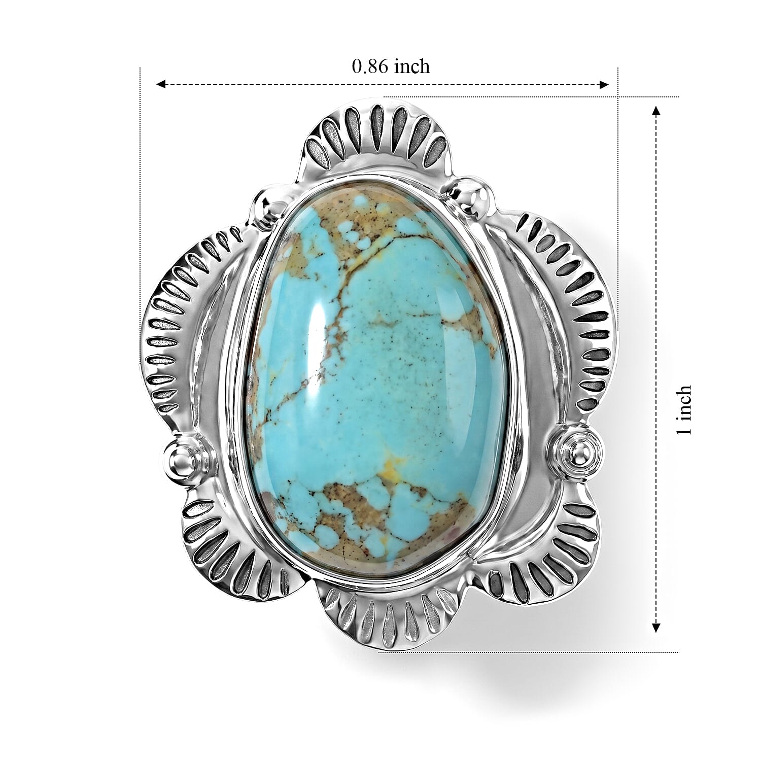 D'Joy Artisan Crafted Royal Hubei Blue Turquoise 1.70 ctw Ring in Sterling Silver (Size 6.0)