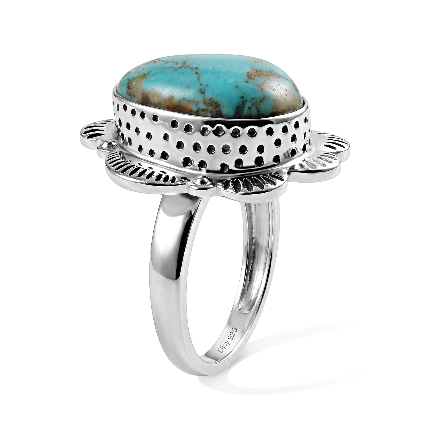 D'Joy Artisan Crafted Blue Turquoise 17.90 ctw Ring in Sterling Silver (Size 7.0)