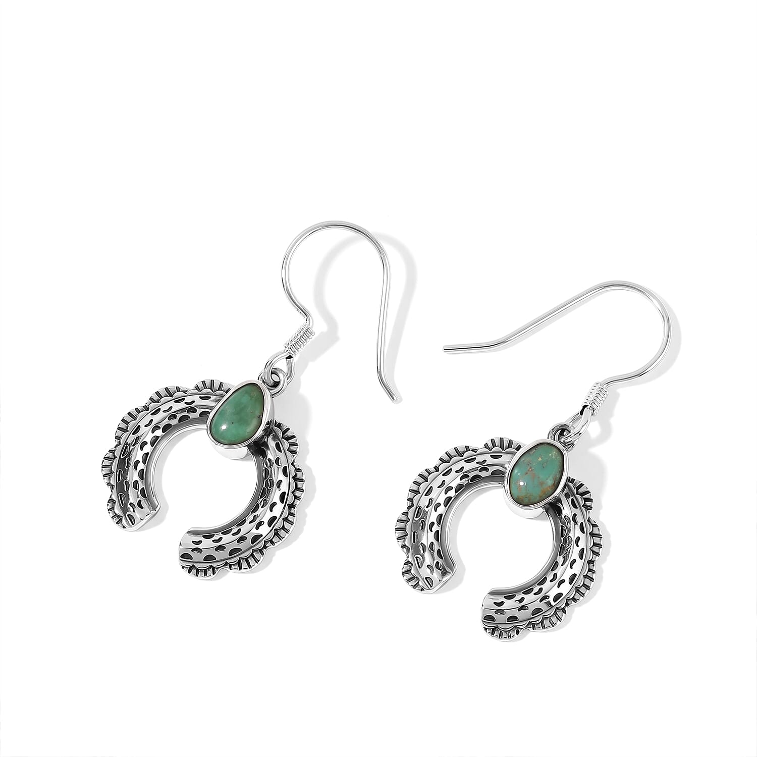 D'Joy Royal Hubei Blue Turquoise 10.70 ctw Earrings in Sterling Silver