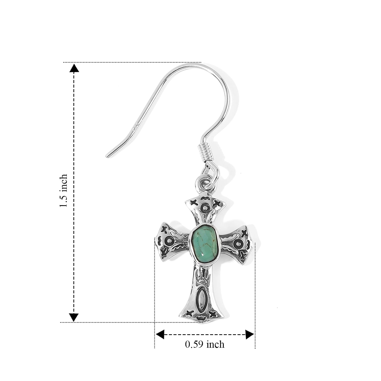 D'Joy Artisan Crafted Royal Hubei Blue Turquoise 10.70 ctw Earrings in Sterling Silver