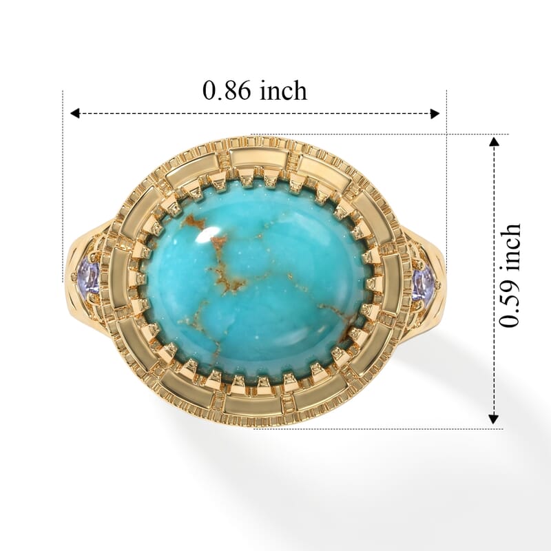 D'Joy Sonoran Turquoise and Tanzanite 4.70 ctw Twilight Lagoon Ring in 18K Vermeil Yellow Gold Over Sterling Silver (Size 7.0)