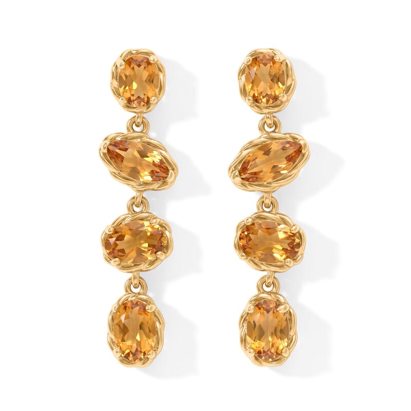 D'Joy Premium Brazilian Citrine 3.20 ctw Golden Cascade Earrings in 18K Vermeil Yellow Gold Over Sterling Silver