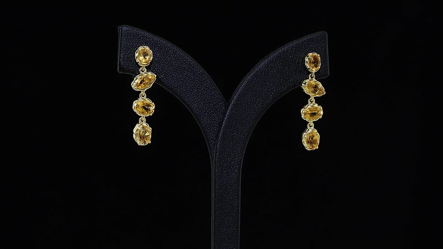 D''Joy Premium Brazilian Citrine Earrings in 18K Vermeil YG Over Sterling Silver 5.00 ctw