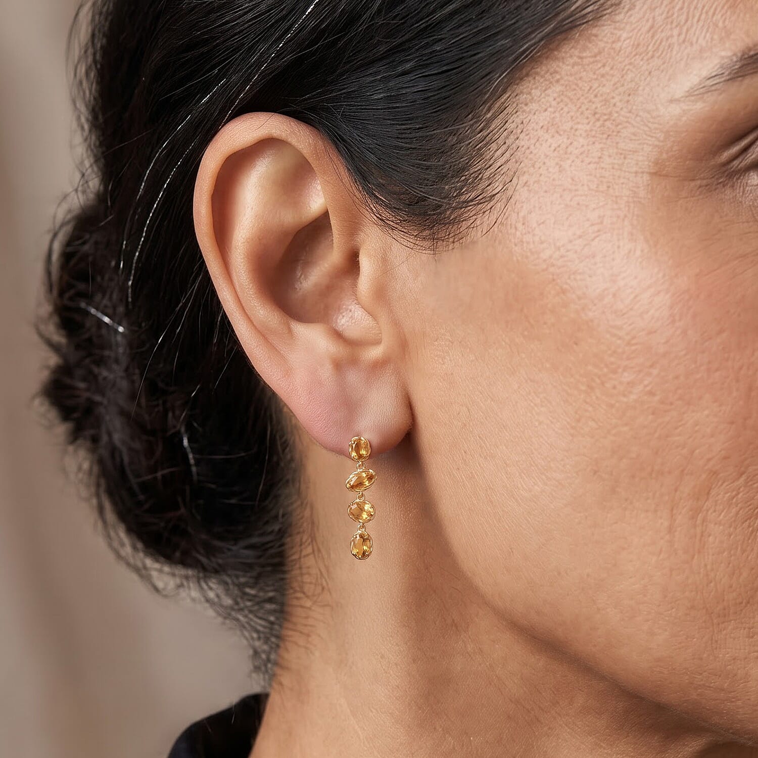 D'Joy Premium Brazilian Citrine 5.00 ctw Earrings in 18K Vermeil Yellow Gold Over Sterling Silver