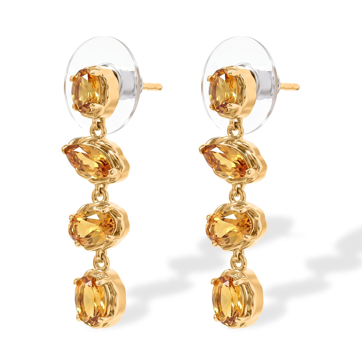 D'Joy Premium Brazilian Citrine 5.00 ctw Earrings in 18K Vermeil Yellow Gold Over Sterling Silver